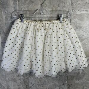 H & M White and gold sequin tulle‎ skirt Kids 8-10  #kidcore #fairykei